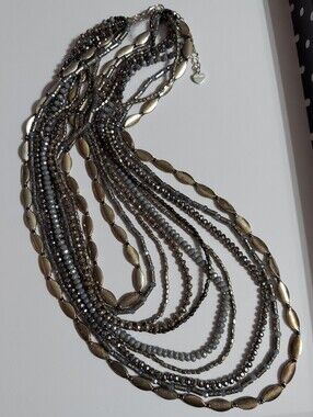 NAKAMOL Textured Silver Multi-Strand, Multi-Bead Waterfall Statement Necklace